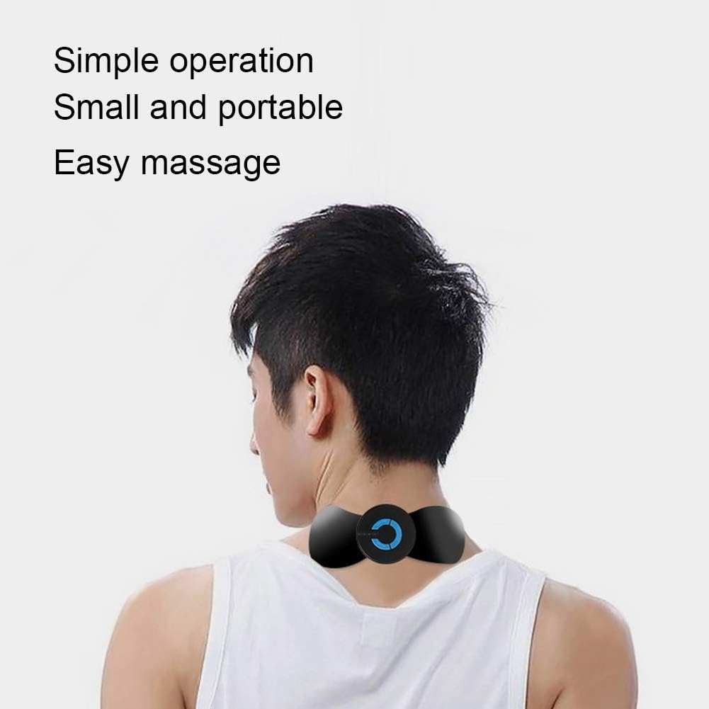Man using a portable mini neck and body massager for easy, stress-relieving massage therapy