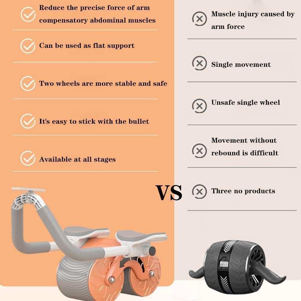 Elbow Support Rebound Abdominal Wheel with dual wheels and padded handles for stable and safe core workouts
