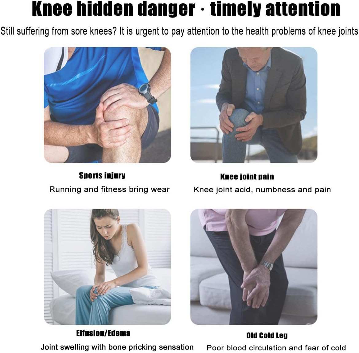 Physiotherapy Hot Compress cordless knee massager relieving joint pain, stiffness, and swelling with heat and vibration therapy.