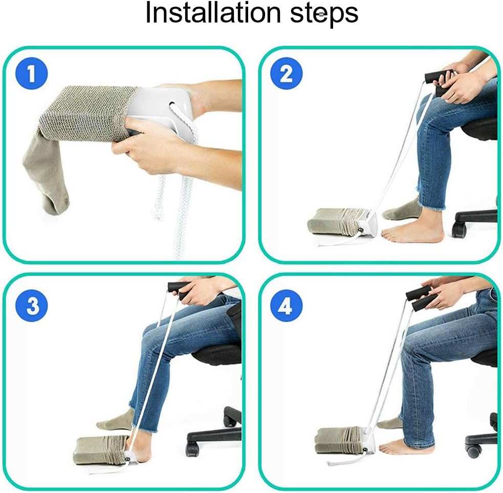 Sock Aid Kit no bending sock helper with funnel-shaped adapter and adjustable cord for easy independent dressing