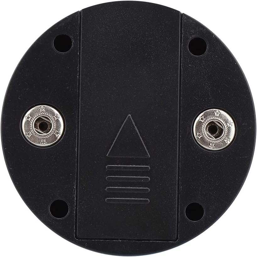 Close-up of the bottom side of a black Portable Mini Neck & Body Massager showing battery compartment and connection points.