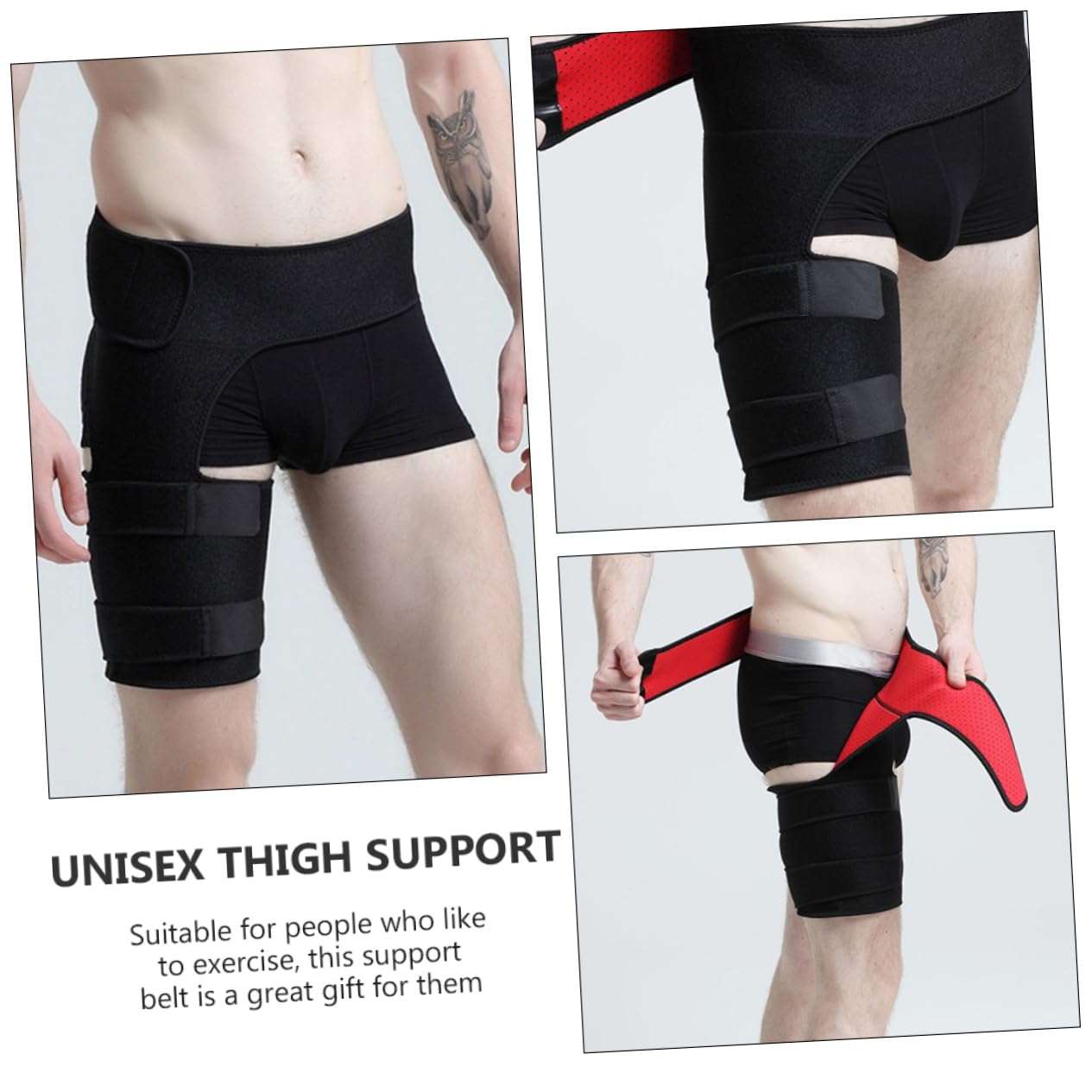 Adjustable hip brace for sciatica and groin pain with compression support and thigh straps, breathable neoprene, unisex design