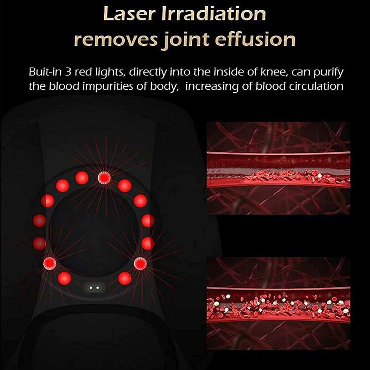 Physiotherapy hot compress knee massager with laser irradiation for joint effusion relief and improved blood circulation.