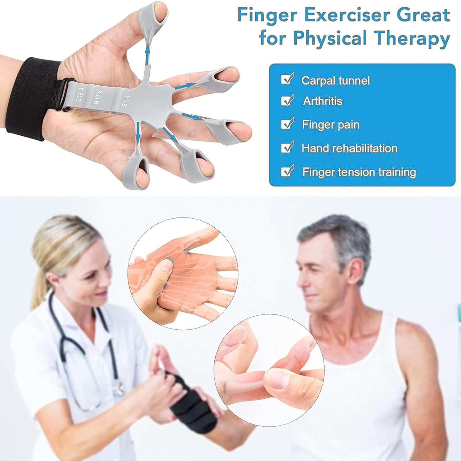 Pro Wrist & Forearm Strength Trainer for hand therapy, arthritis relief, and finger exercise.