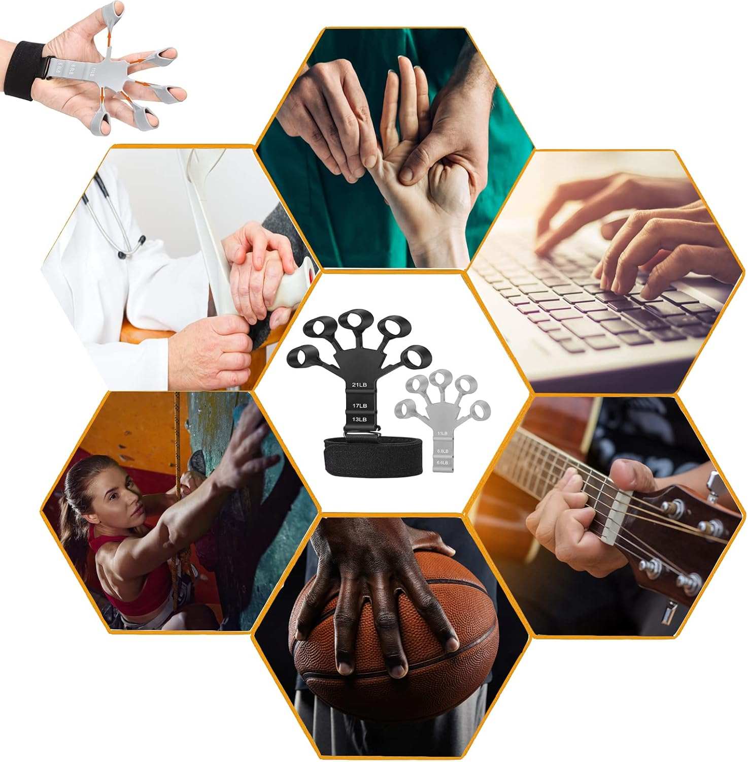 Pro Wrist & Forearm Strength Trainer for hand therapy, grip training, and finger flexibility with adjustable resistance levels and durable silicone design.