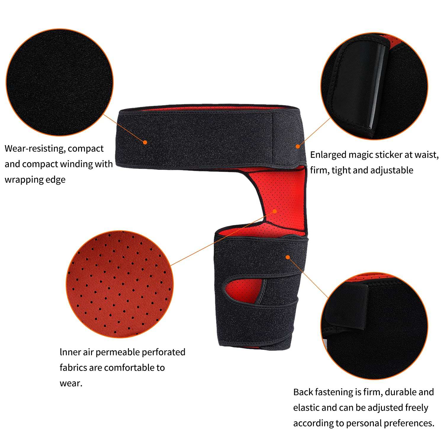 Hip Brace for Sciatica with adjustable Velcro straps, breathable neoprene, and secure fit for compression therapy and groin pain relief