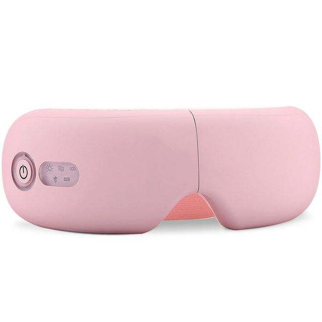 Smart Airbag Vibration Eye Massager in pink with air pressure, vibration, hot compress, and music guide features for eye fatigue relief and skin improvement