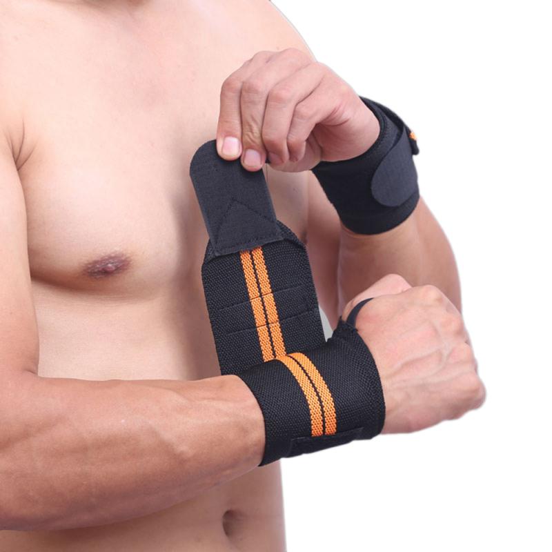 Breathable weightlifting elastic wrist wraps with adjustable adhesive splint and thumb loop for wrist support during workouts