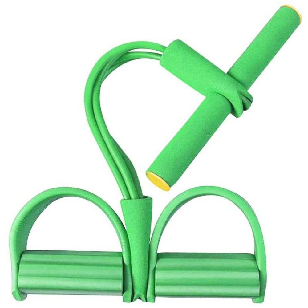 Green multifunctional pedal resistance elastic sit-up bands with foam handles and anti-skid pedals for full-body workouts