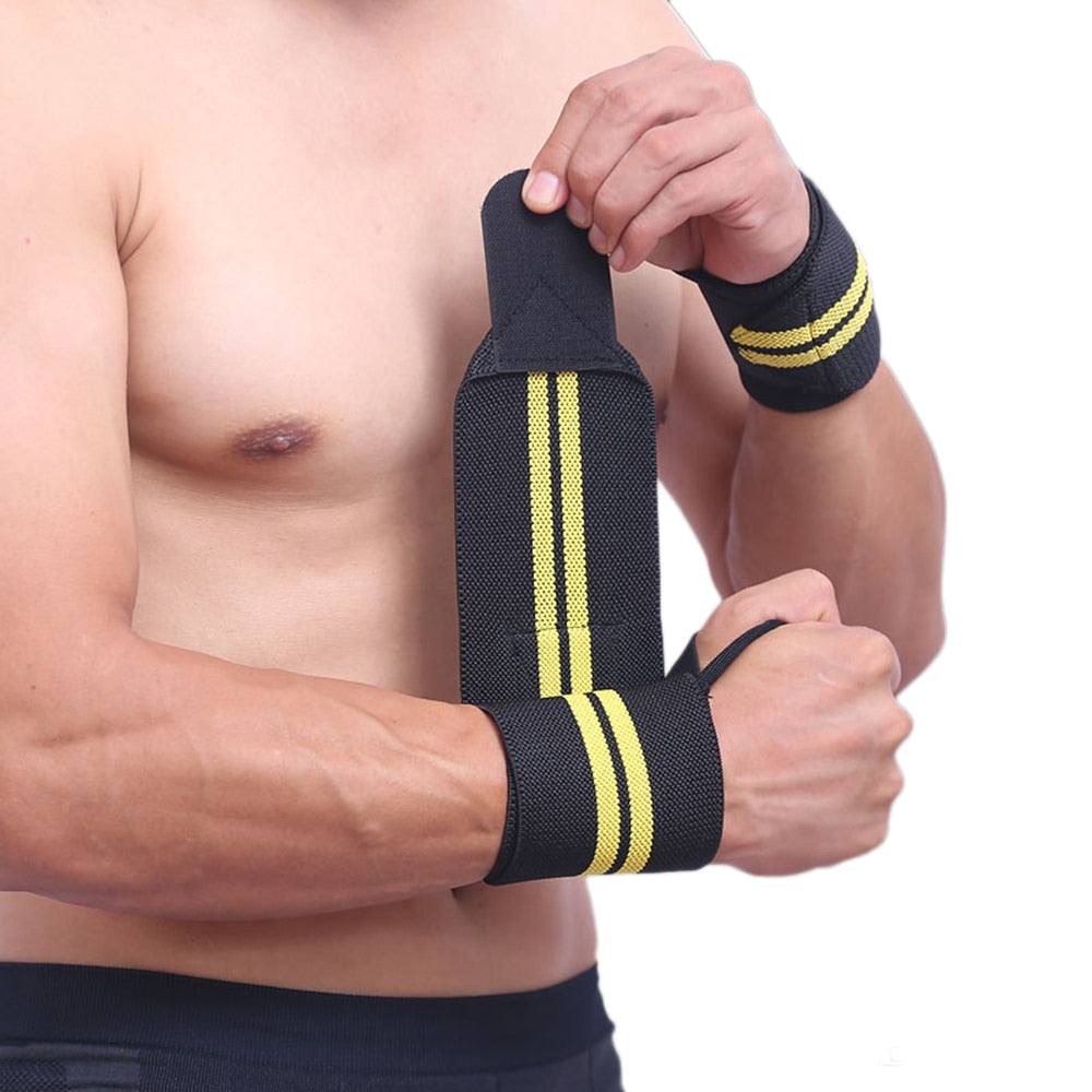 Breathable weightlifting elastic wrist wraps with thumb loop and adjustable adhesive splint for gym support