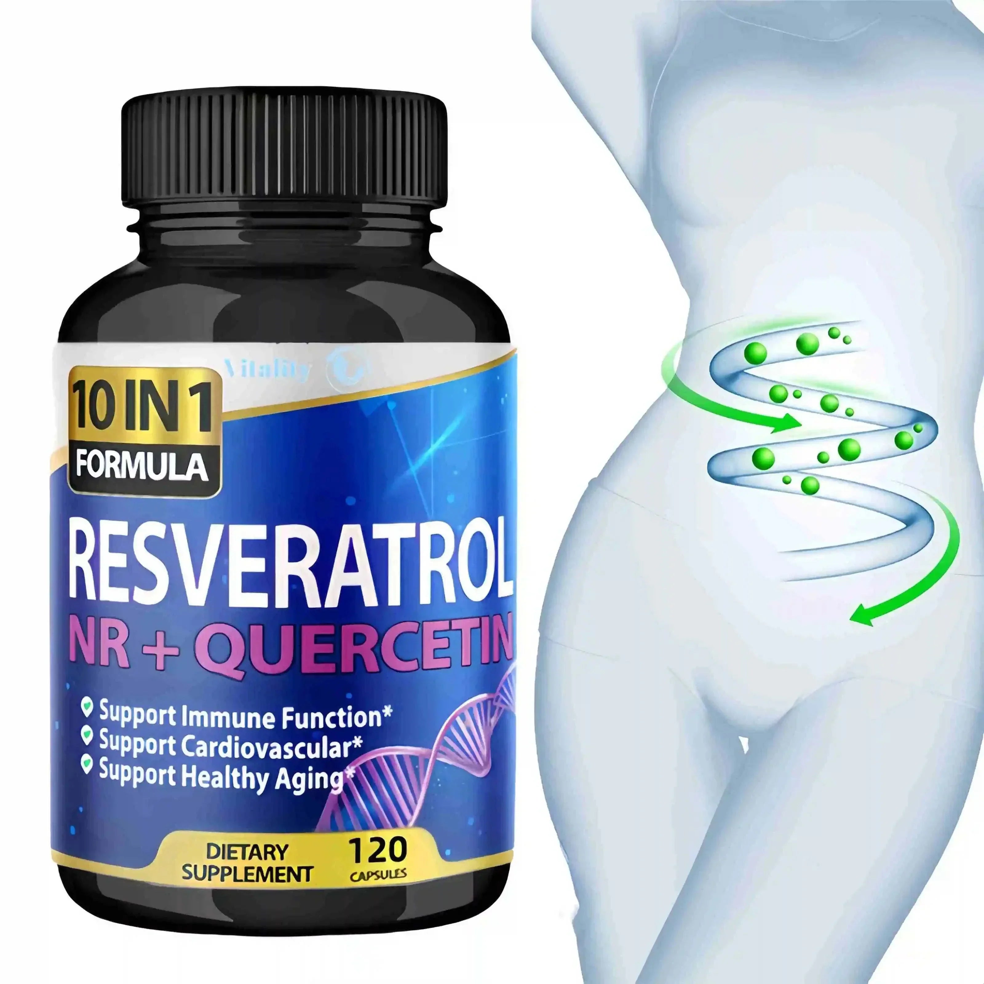 Bottle of Resveratrol Capsules antioxidant supplement for energy and wellness