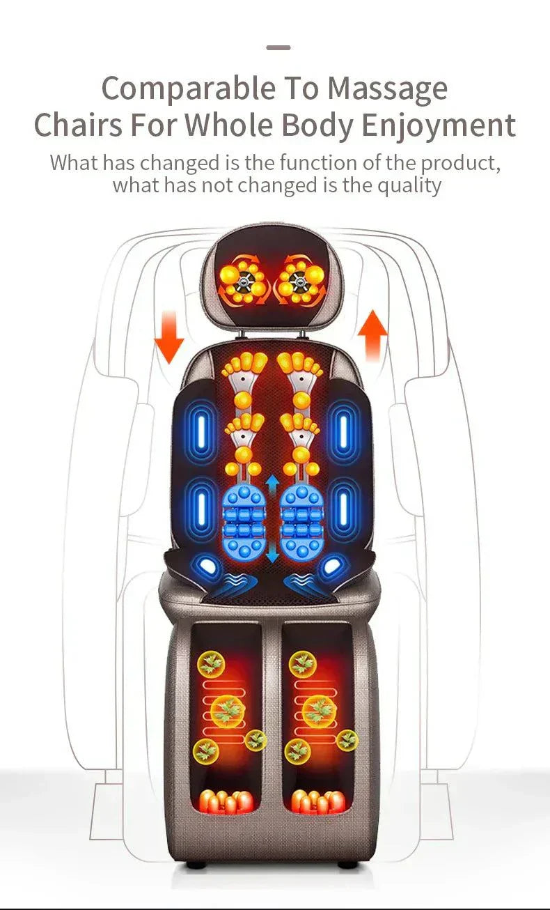 Full body massage chair with shiatsu kneading, heating, and vibration for neck, back, waist, and legs.