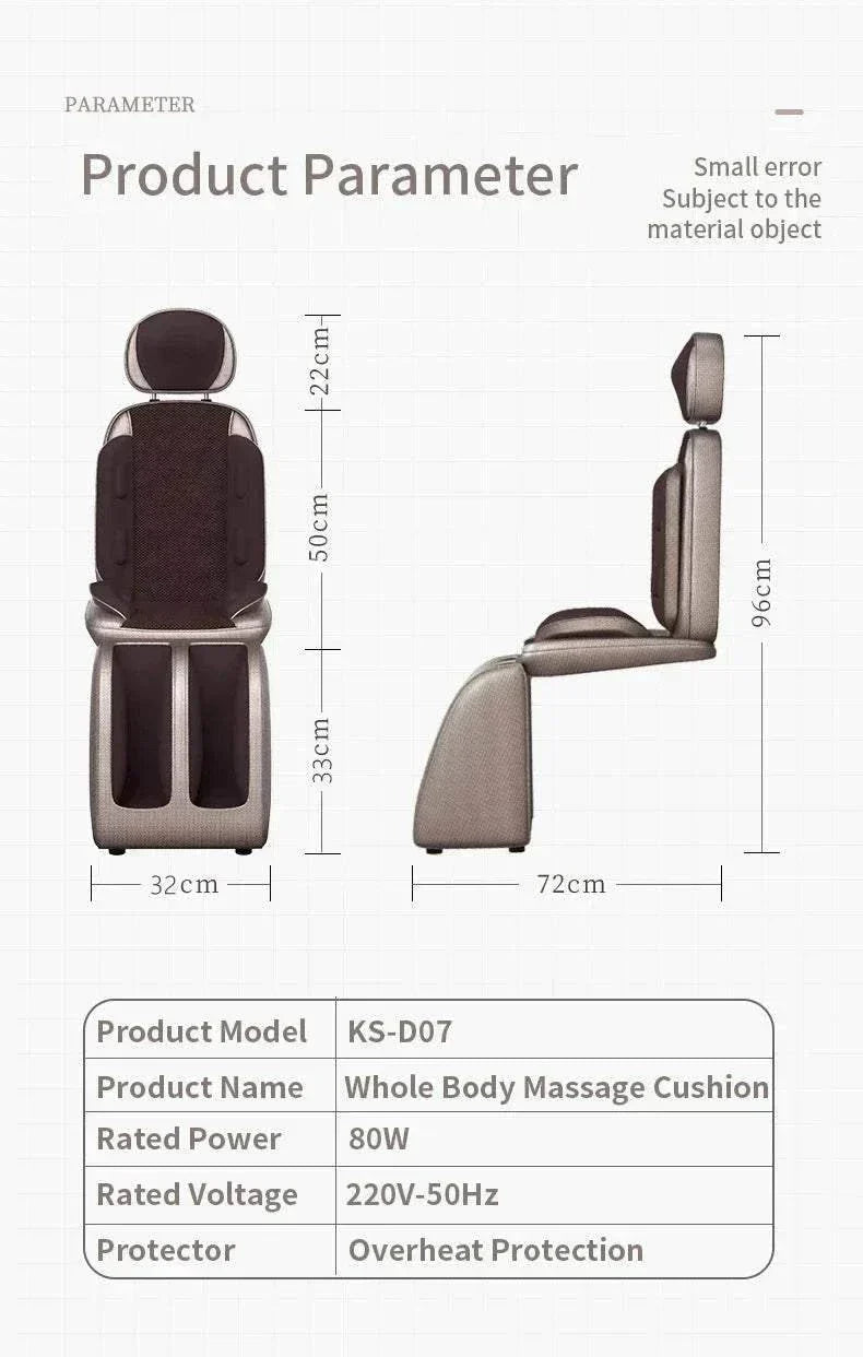 Full Body Massage Chair KS-D07 with shiatsu kneading, heating, vibration, adjustable settings, and overheat protection