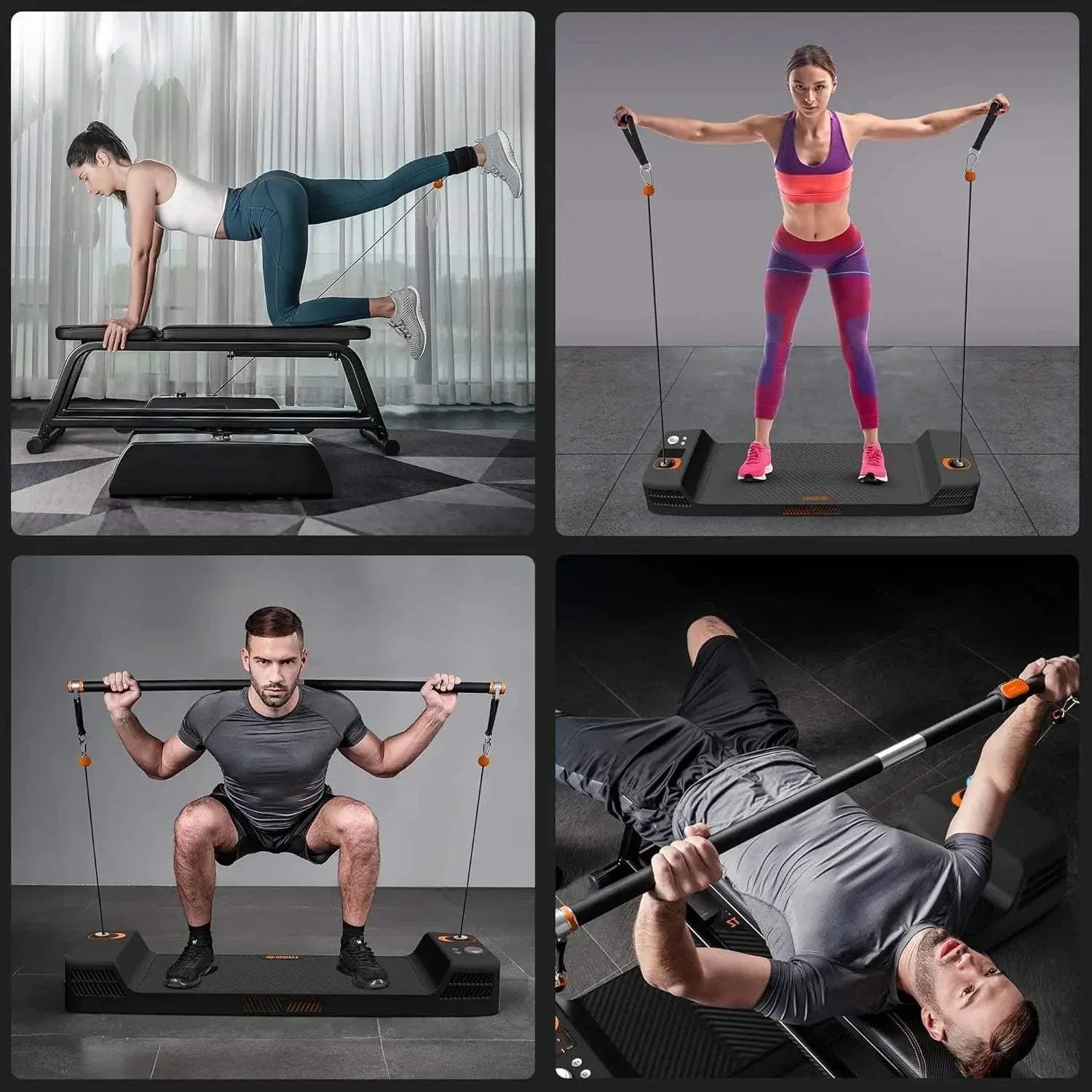 Apollo Board Mini smart cable machine in use for resistance training by various people at home