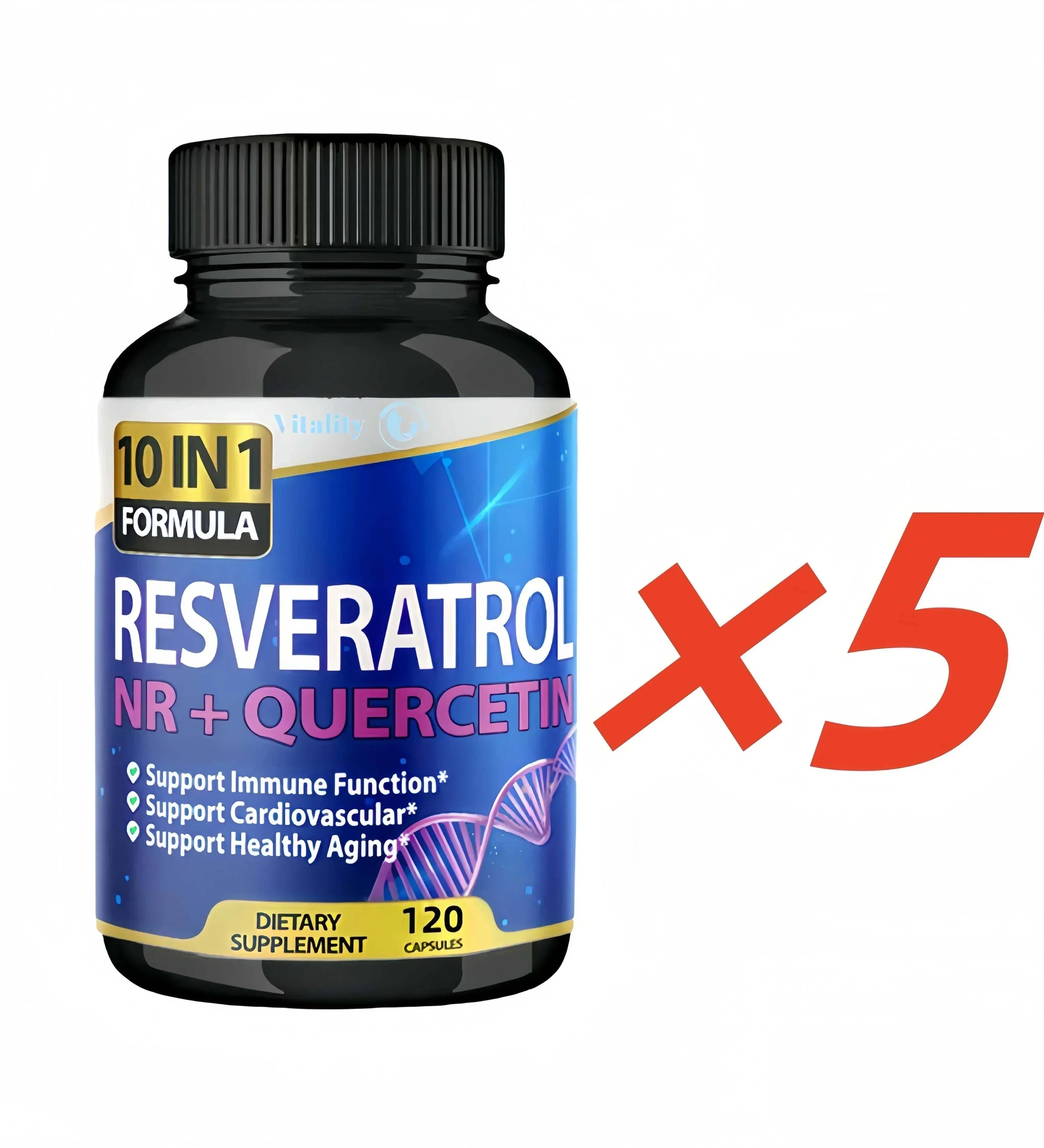 Bottle of Resveratrol Capsules antioxidant supplement with natural, gluten-free ingredients for energy and immune support