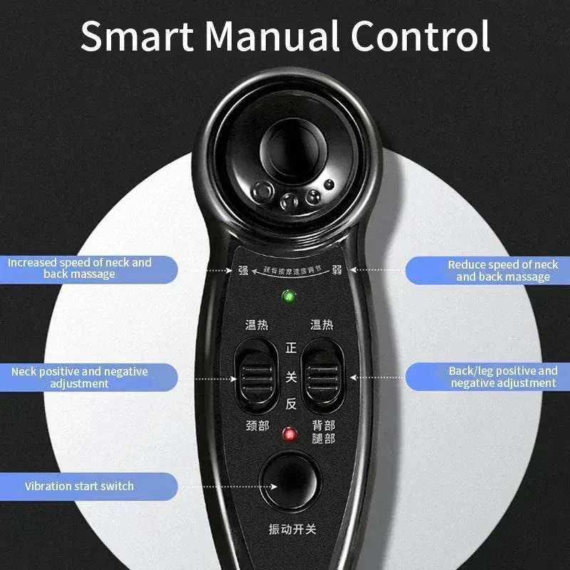 Smart manual control panel for full body massage chair with speed, vibration, and adjustment buttons