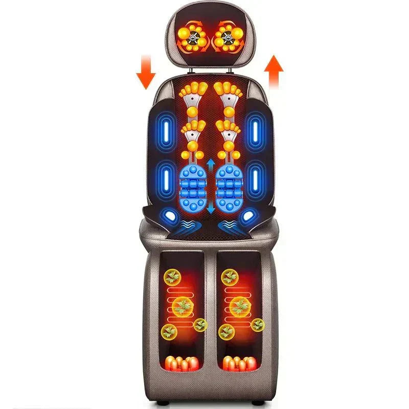 Electric full body massage chair with shiatsu kneading, heating, and vibration functions for neck, back, waist, and legs relaxation