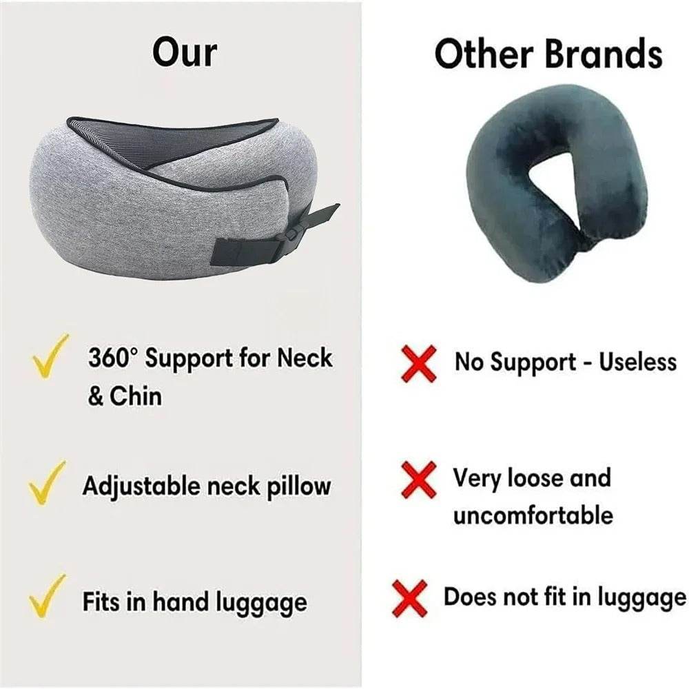 Memory Cotton U-Shaped Travel Pillow ergonomic neck support adjustable fit compact for travel