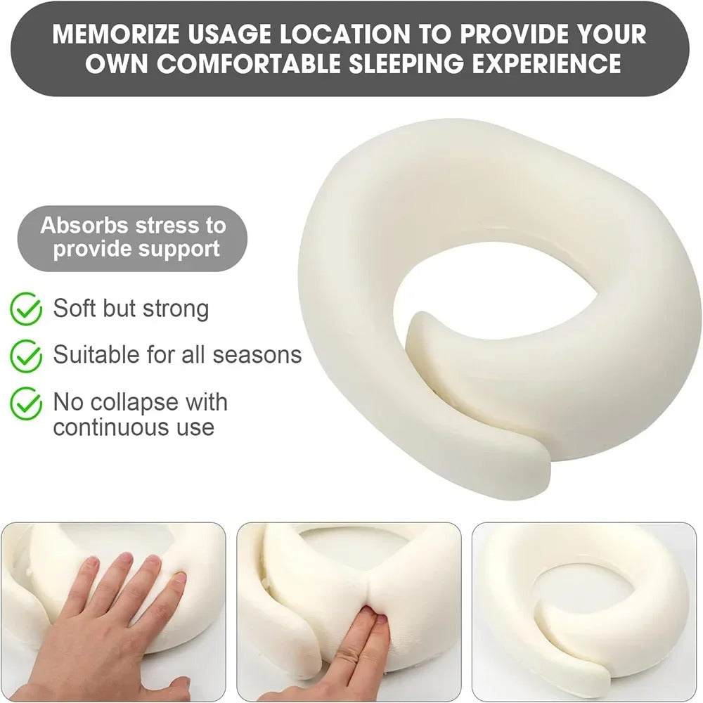 Memory Cotton U-Shaped Travel Pillow ergonomic neck support memory foam soft breathable fabric with storage function