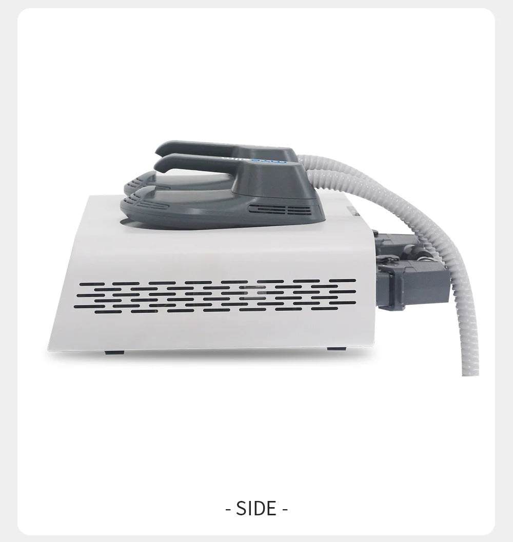 Side view of Weight Loss Muscle Stimulating fat removal and body sculpt machine with handles and cord