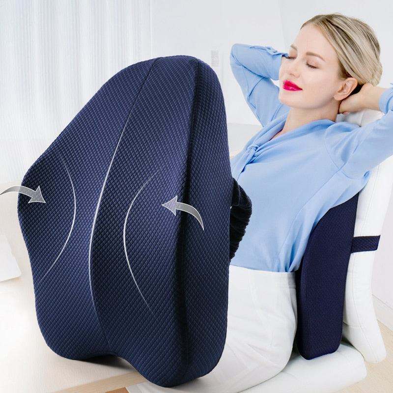 Ergonomic orthopedic seat cushion with memory foam support for lower back comfort and posture enhancement