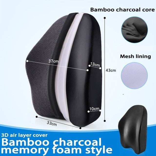 Orthopedic seat cushion with bamboo charcoal memory foam and 3D air layer cover for lower back support and comfort