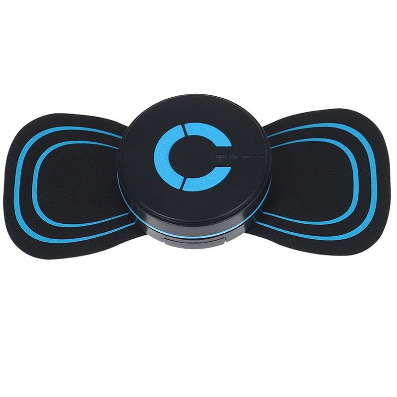 Portable mini neck and body massager with blue accents for muscle relief and stress reduction