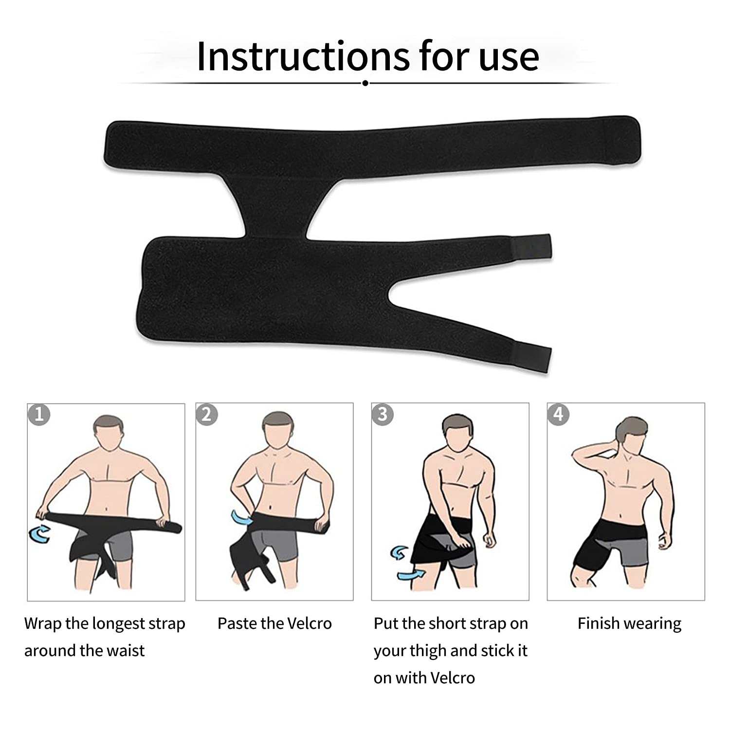 Hip Brace for Sciatica with adjustable compression straps for waist and thigh support, breathable neoprene, and secure Velcro closure.