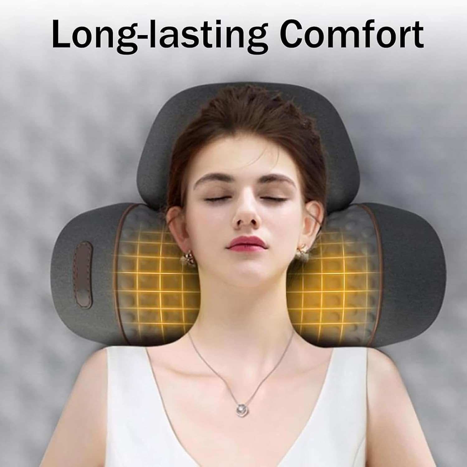 Electric Vibration Massager cervical pillow providing neck pain relief with heat and vibration therapy.