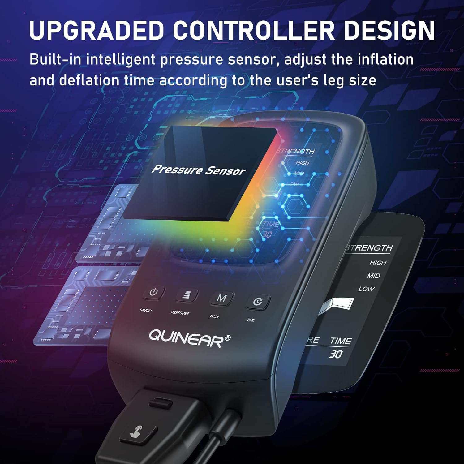 Advanced control unit with intelligent pressure sensor for Air Compression Massage System
