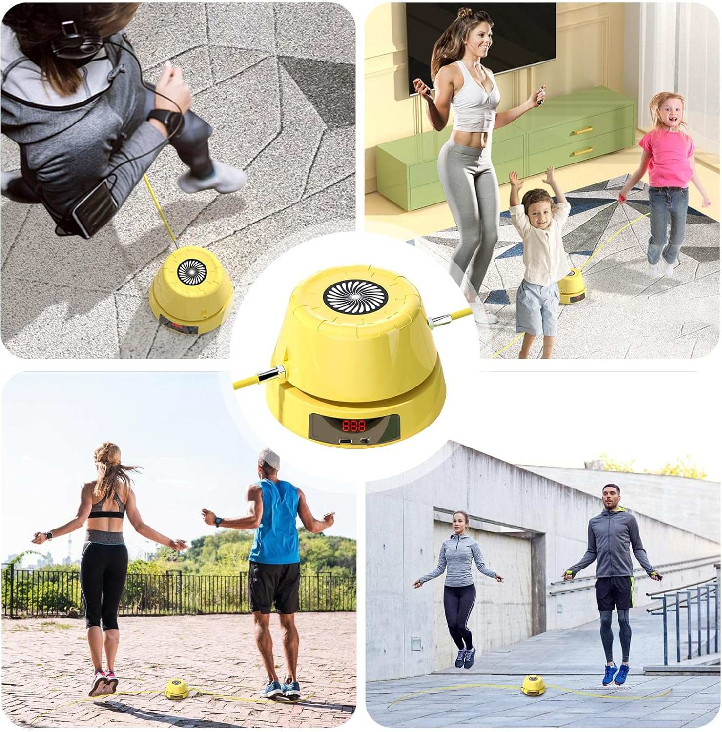 Automatic electric skipping machine with hands-free design and LED display for counting jumps