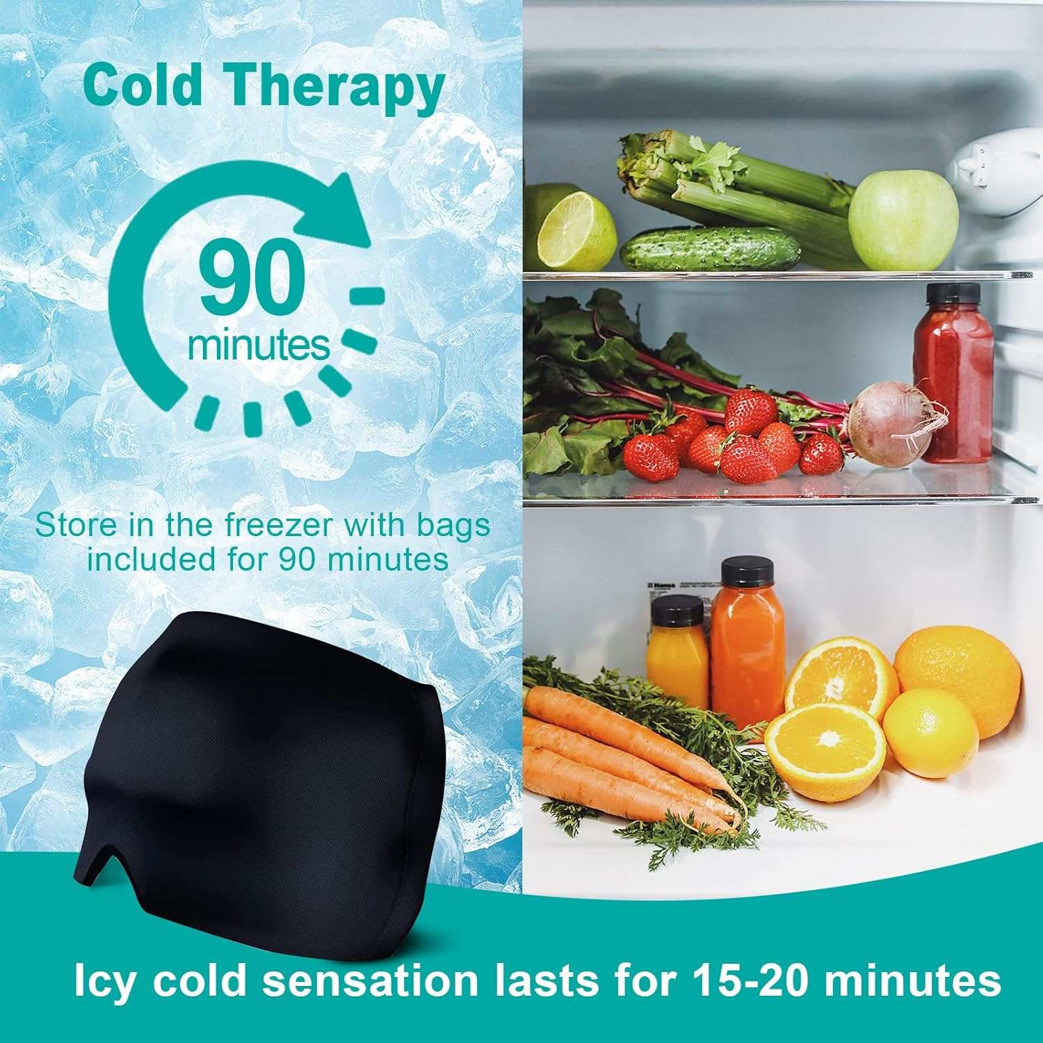 Headache Relief Hat with cooling gel for 90-minute cold therapy and 360° compression, designed for migraine and headache relief