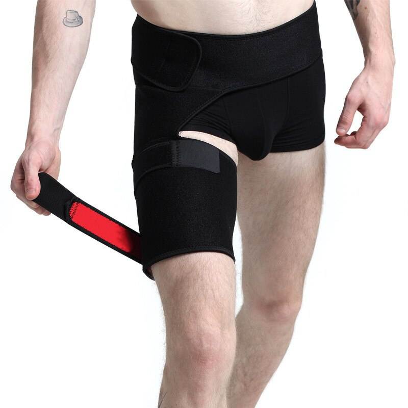 Adjustable hip brace for sciatica and groin pain relief with compression support and neoprene material