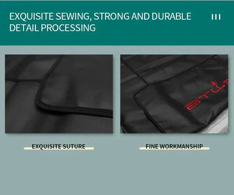 Black infrared sauna blanket close-up showing exquisite sewing and fine workmanship details