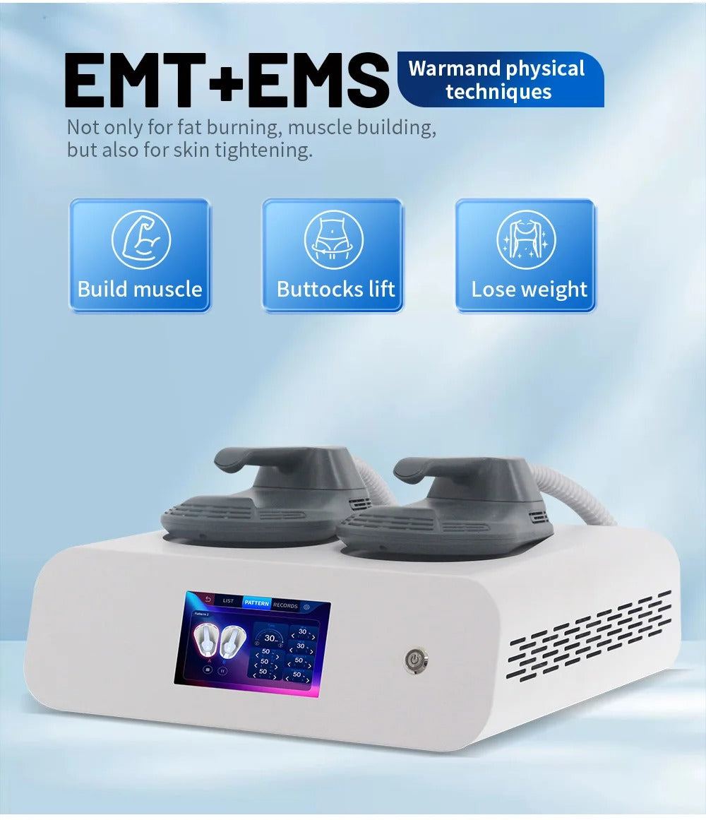 Weight Loss Muscle Stimulating body sculpt machine with EMS and HIEMT for fat burning, muscle building, and skin tightening